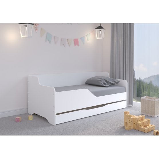 Łóżko dziecięce z oparciem LILU 160 x 80 cm - Białe