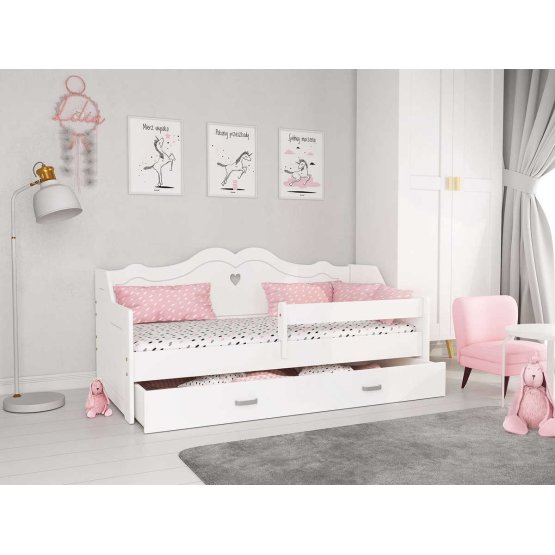 Łóżko dziecięce JULIE z oparciem 160x80 cm - białe