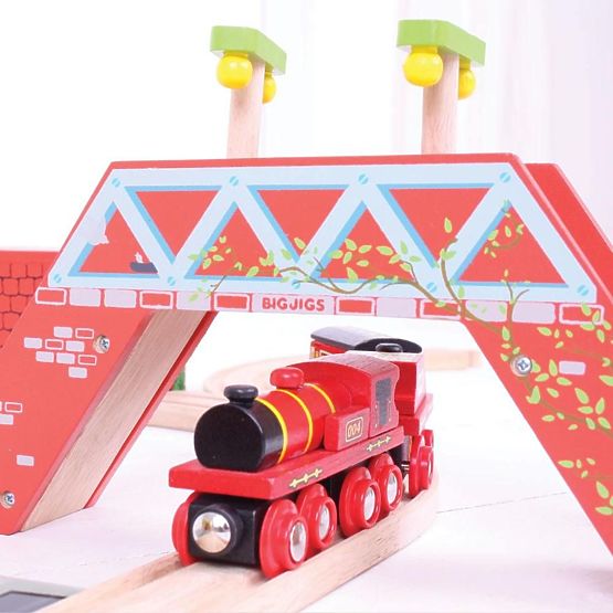 Lokomotywa Bigjigs Rail Red z tendrem + 3 szyny