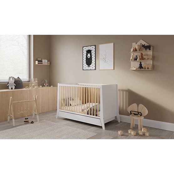 Łóżeczko dziecięce Cosmo Scandi 120x60 biało-naturalne