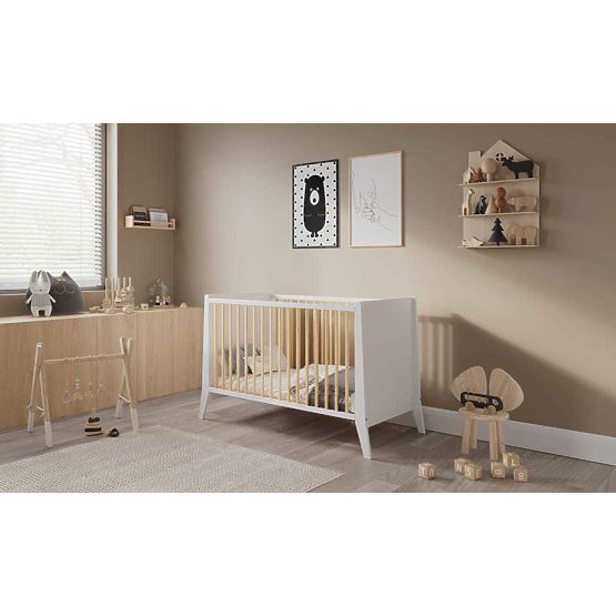 Łóżeczko dziecięce Cosmo Scandi 120x60 biało-naturalne