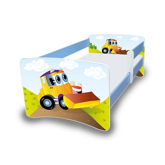 Łóżeczko dla dzieci z barierką Nico - koparka