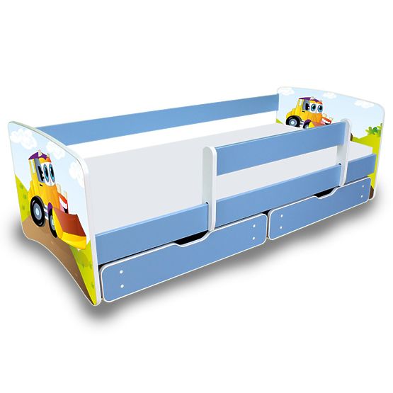 Łóżeczko dla dzieci z barierką Nico - koparka