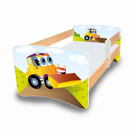 Łóżeczko dla dzieci z barierką Nico - koparka