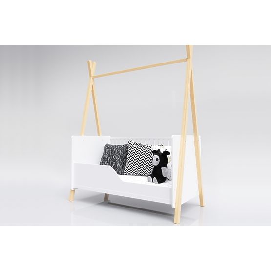 Łóżeczko dziecięce Teepee 140x70 cm (L) - białe / naturalne