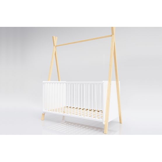 Łóżeczko dziecięce Teepee 140x70 cm (L) - białe / naturalne