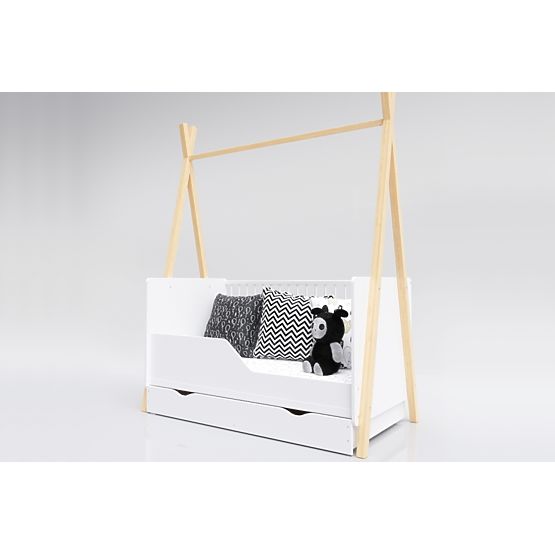 Łóżeczko dziecięce Teepee 140x70 cm (L) - białe / naturalne