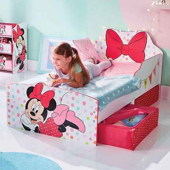 Łóżko dziecięce Minnie Mouse z miejscem do przechowywania