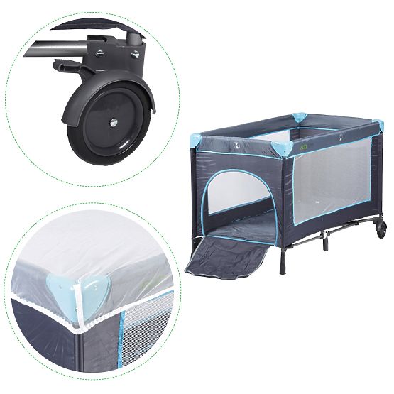 Łóżeczko turystyczne z materacykiem - granatowe