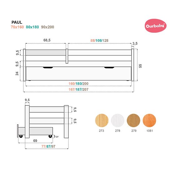 Łóżko dla dziecka z barierką - Buk