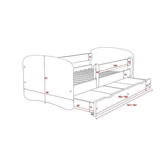Łóżko dla dziecka z barierką Ourbaby - jasny orzech