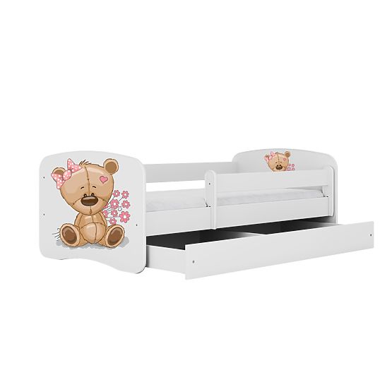 Łóżko dziecięce z barierką Ourbaby - Miś - białe