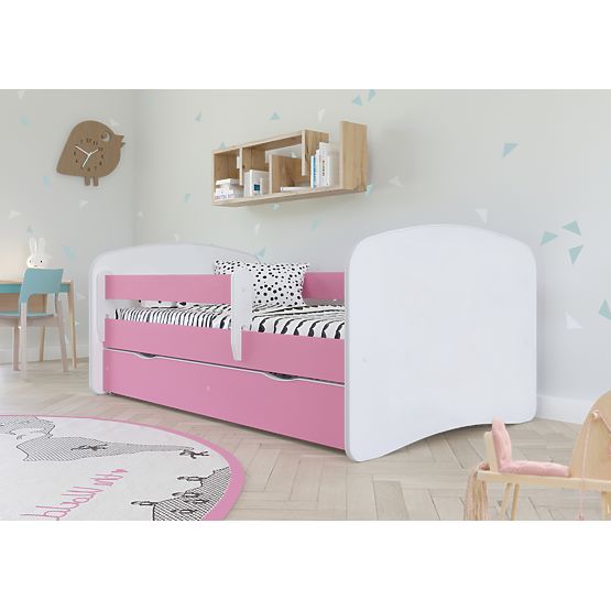 Łóżko dla dziecka z barierką Ourbaby - różowo-białe
