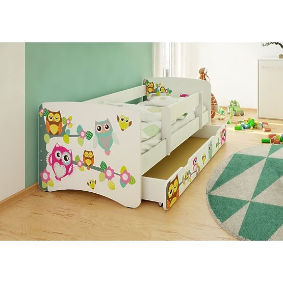 Łóżko dla dziecka z barierką - Sowy
