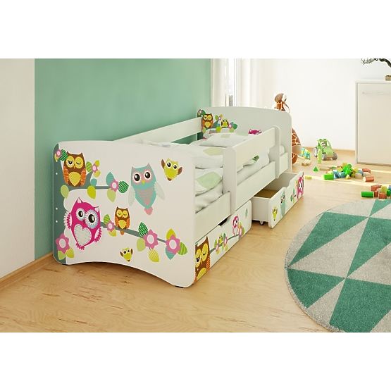 Łóżko dla dziecka z barierką - Sowy