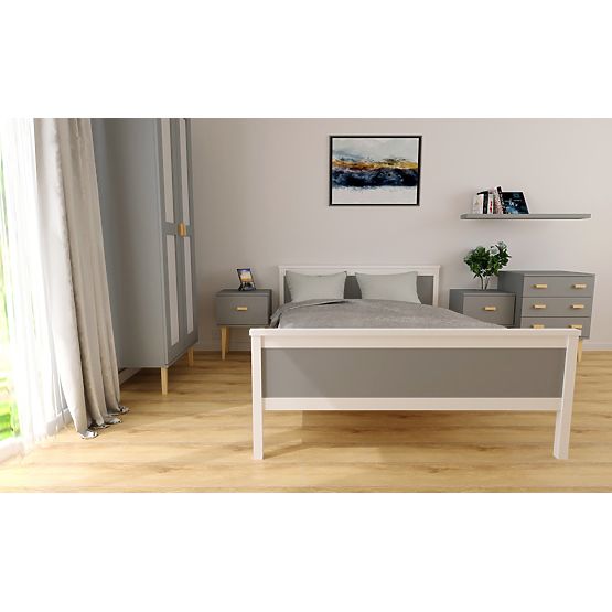 Drewniane łóżko Ikar 200 x 90 cm - szaro-białe