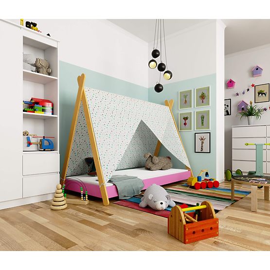 Łóżko dziecięce 160x80 GEM z materacem różowe