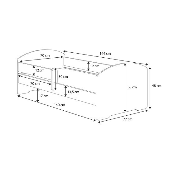 Łóżko dziecięce MAX z szufladą i barierką 140x70