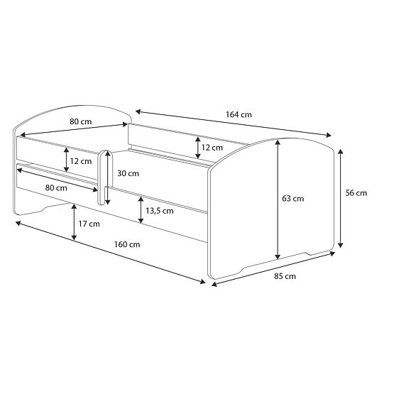 Łóżko dziecięce MAX z szufladą i barierką 160x80