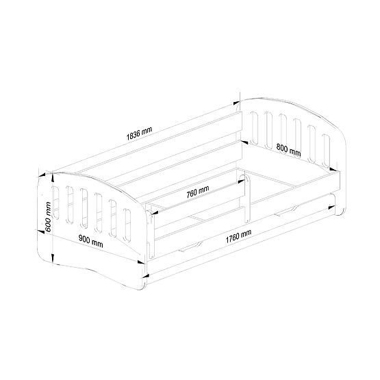 Łóżko dziecięce PLAY 180x80 Różowe + Materac