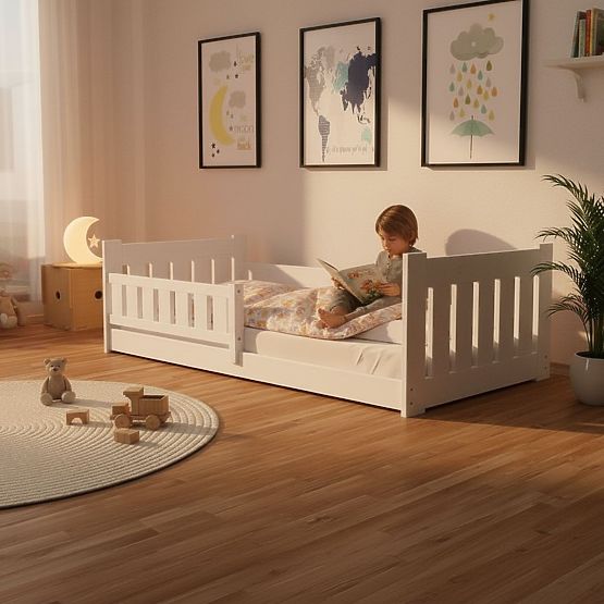 Łóżko dziecięce Tom - białe, niskie