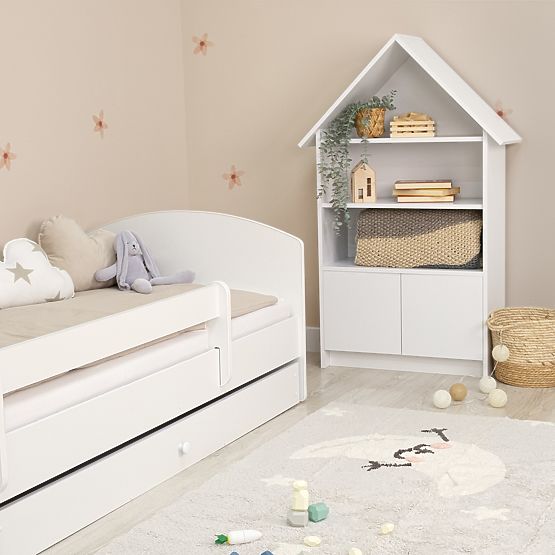 Łóżko dziecięce Ourbaby z barierką - białe