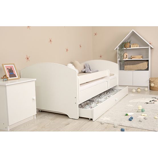 Łóżko dziecięce Ourbaby z barierką - białe
