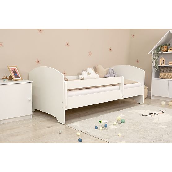 Łóżko dziecięce Ourbaby z barierką - białe
