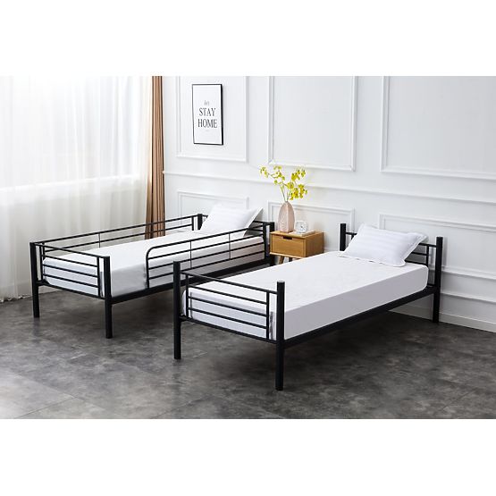 Łóżko metalowe dwupoziomowe BUNKY 200x90 cm - czarne