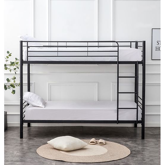 Łóżko metalowe dwupoziomowe BUNKY 200x90 cm - czarne