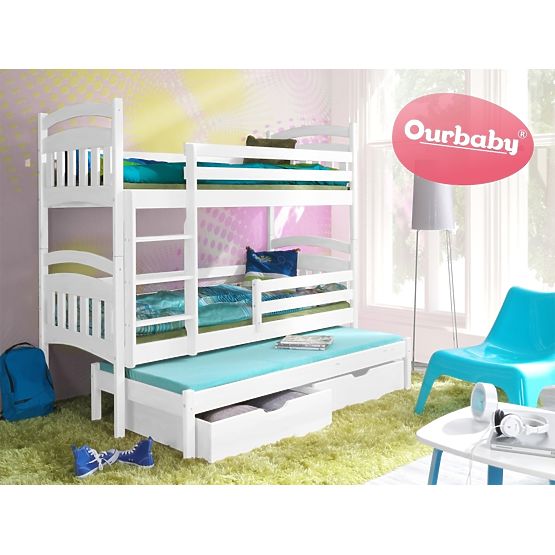 Łóżko piętrowe z dostawką Ourbaby Marco III - Białe