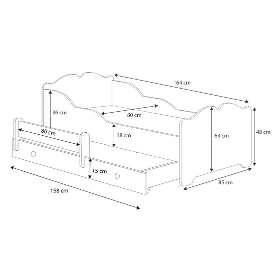 Łóżko podwójne ANNA 160x80 Księżniczka w koronie