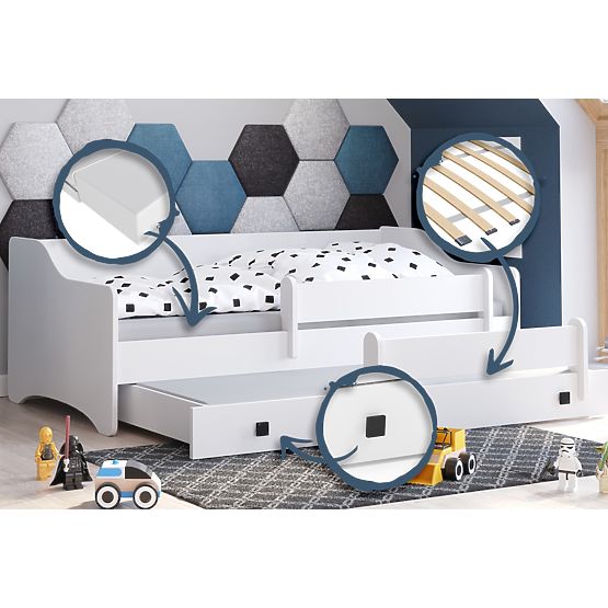 Łóżko podwójne ERYK z szufladą i barierką 160x80 czarna rączka