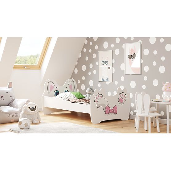 Łóżko pojedyncze Pink Cat 160x80 z materacem