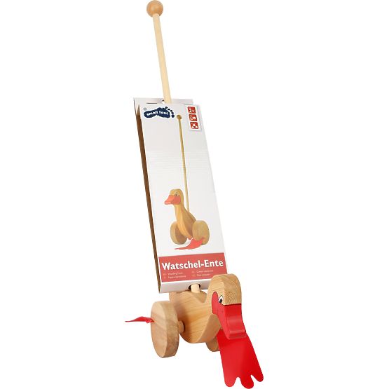 Mała zabawka do ciągnięcia stóp z kaczątką