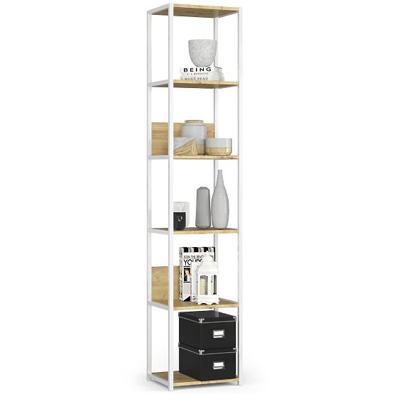 METALOWY REGAŁ LOFT 400 BIAŁY/DĄB ARTISAN