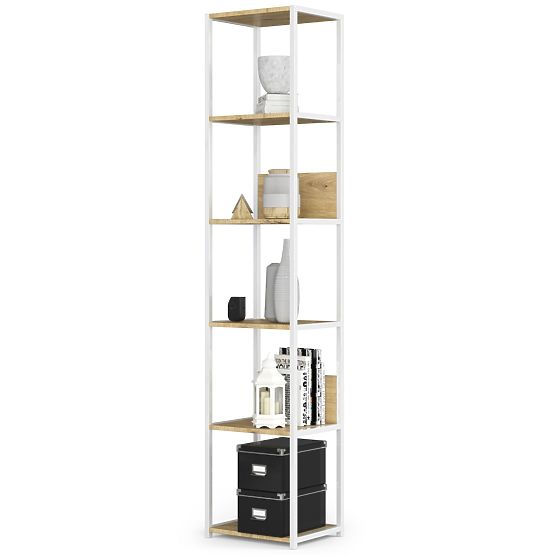 METALOWY REGAŁ LOFT 400 BIAŁY/DĄB ARTISAN