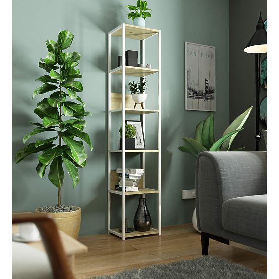 METALOWY REGAŁ LOFT 400 BIAŁY/DĄB ARTISAN