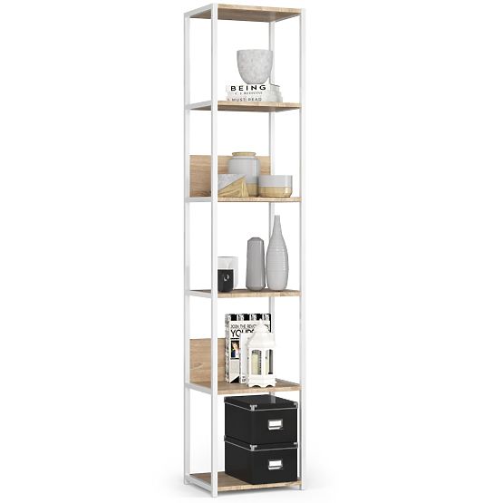 METALOWY REGAŁ LOFT 400 BIAŁY/DĄB SONOMA