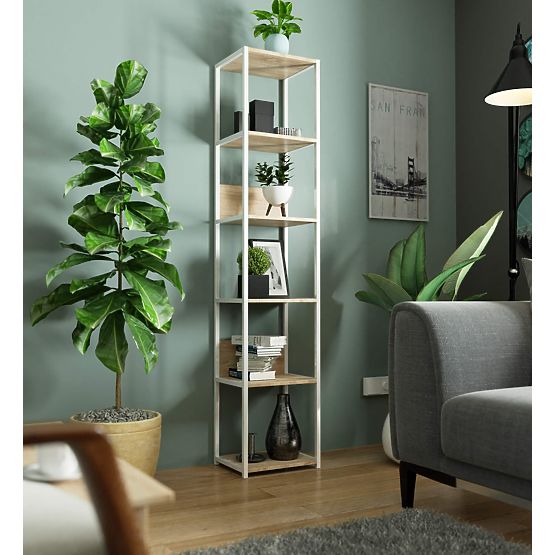 METALOWY REGAŁ LOFT 400 BIAŁY/DĄB SONOMA