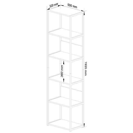 Metalowy regał loftowy 50 cm - biały-dąb artisan - 6 półek