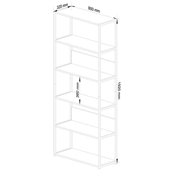 Metalowy regał loftowy 80 cm - biały-dąb sonoma - 6 półek
