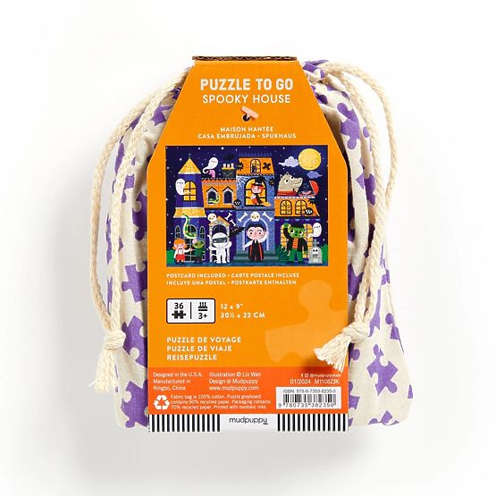 Mudpuppy Puzzle Nawiedzony Dom w materiałowym woreczku 36 elementów