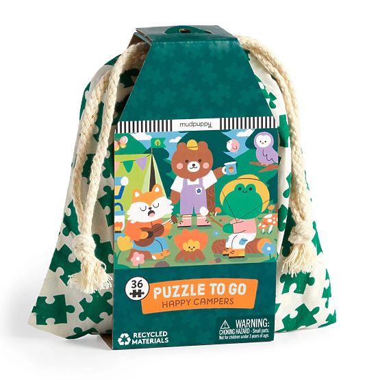 Mudpuppy Puzzle Wesołe kempingowicze w materiałowym woreczku 36 elementów