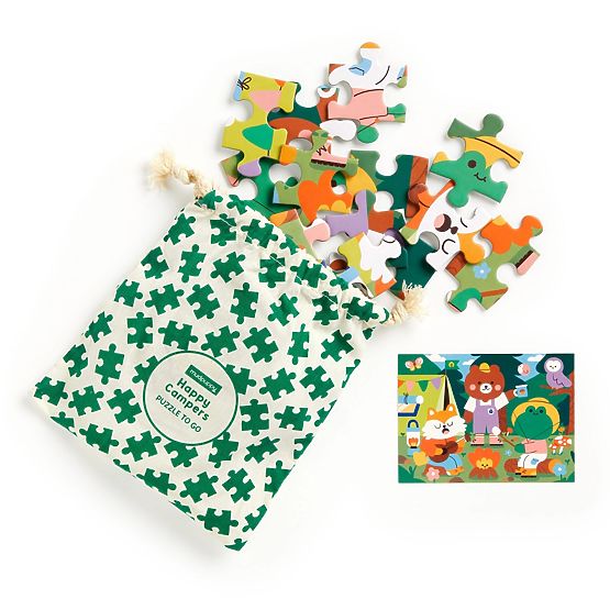 Mudpuppy Puzzle Wesołe kempingowicze w materiałowym woreczku 36 elementów
