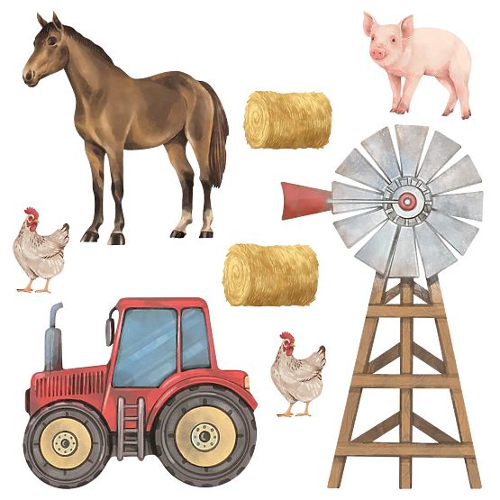Naklejka na ścianę - farma zwierząt