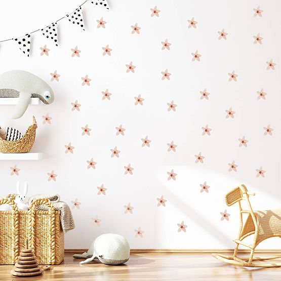 Zestaw naklejek ściennych - Różowe niezapominajki 23 szt