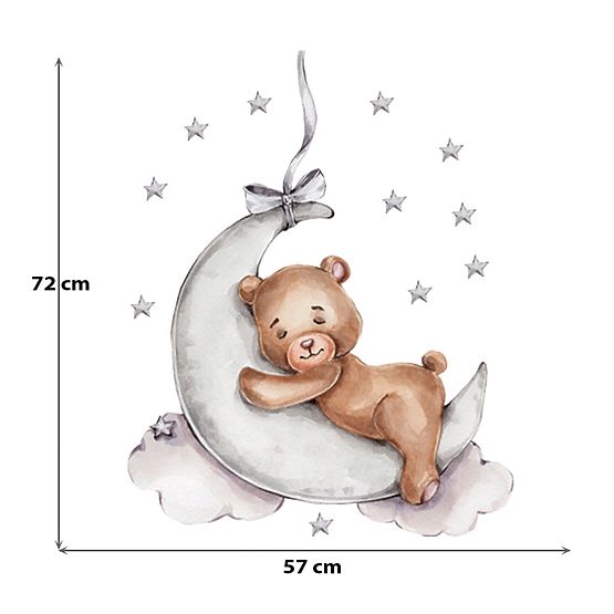 Naklejki na ścianę - Miś na księżycu