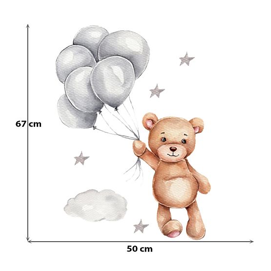 Naklejki na ścianę - Miś z balonikami