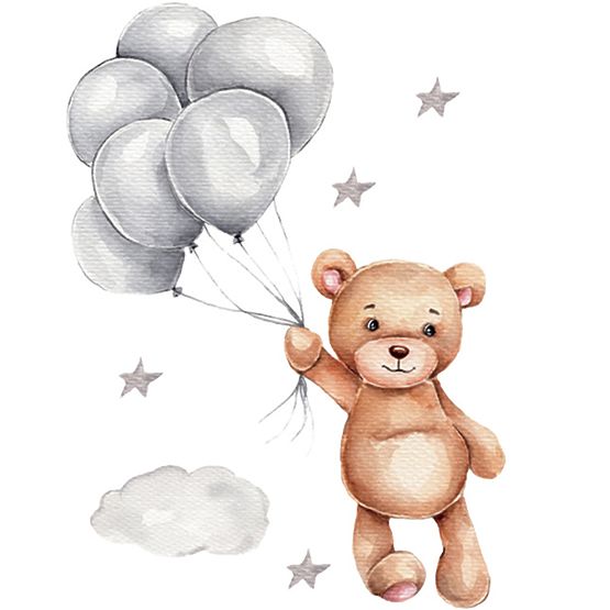 Naklejki na ścianę - Miś z balonikami